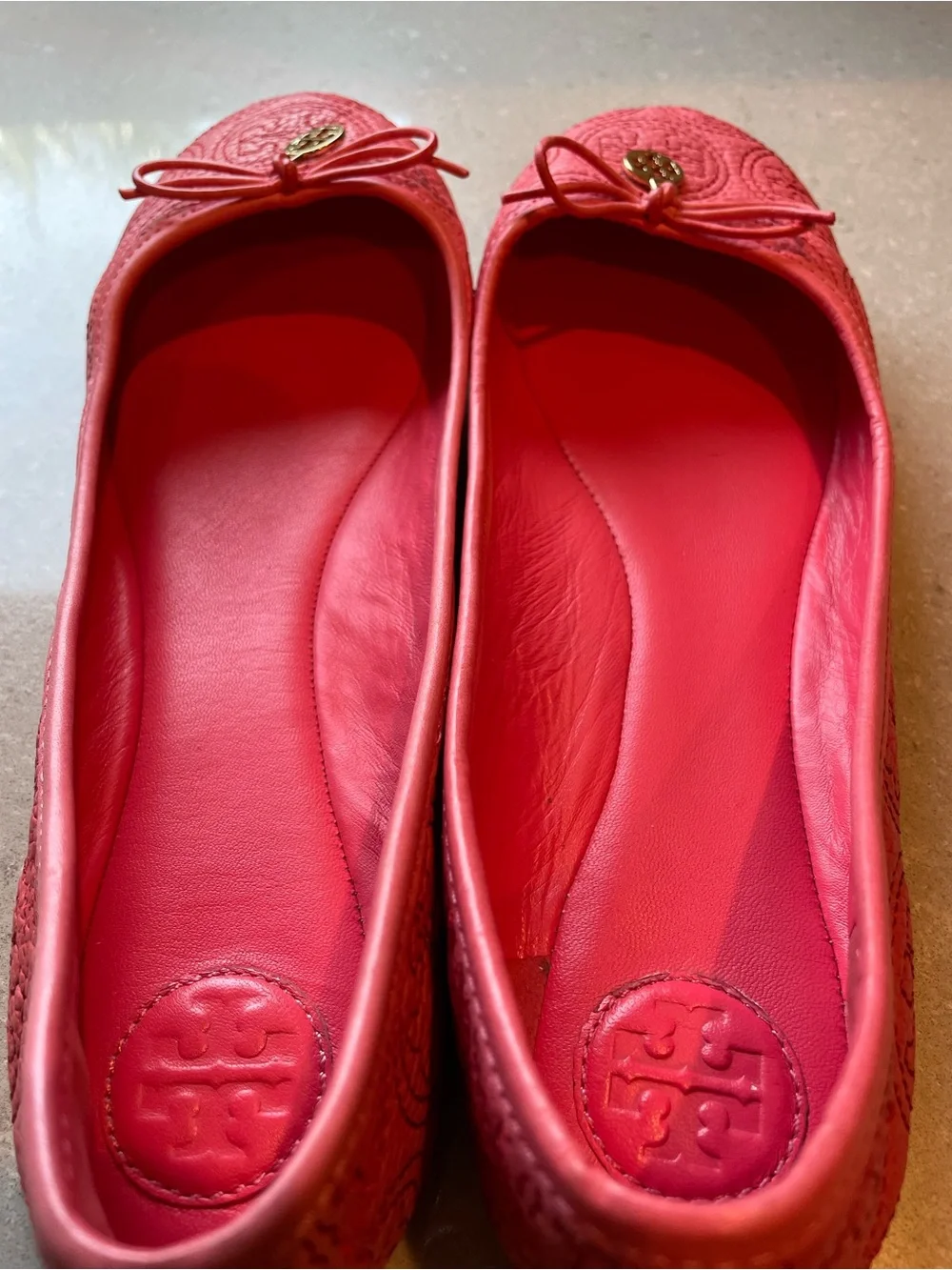 Tory Burch Chelsea Stitched Logo Flats | Rose Petal